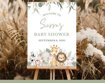 PRINTED A Little Wild One is on the Way Baby Shower Welcome Sign |  Safari Animal Theme Sign for Baby Shower | Jungle Shower Decor | BB18A