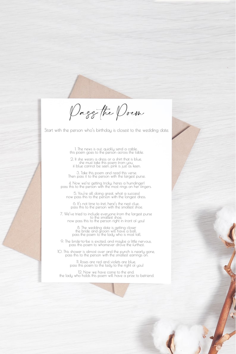 PRINTED Bridal Shower Games - 6 Different Wedding Shower Games - 16pt Cardstock image 2