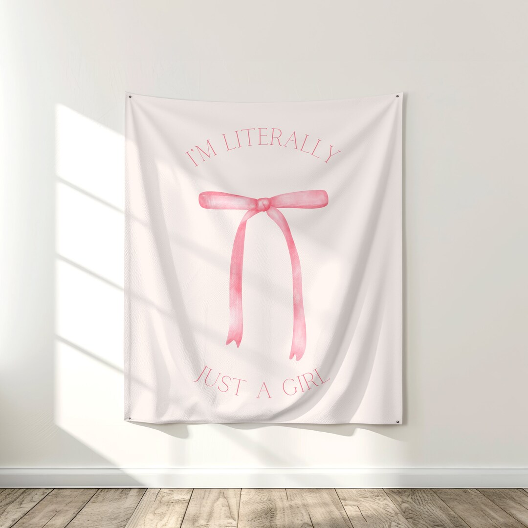 Coquette Pink Dorm Room Wall Decor Tapestry Pink Bows I'm Literally ...