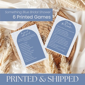 PRINTED Something Blue Bridal Shower Games, Custom 6 Different Wedding Shower Games, He Said She Said, Bridal Bingo, Blue Shower BS03