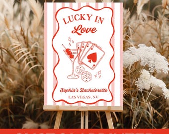 PRINTED Lucky in Love Bachelorette Party Sign | Las Vegas Casio Themed Decor for Bach Party | Custom Printed | BP17RA