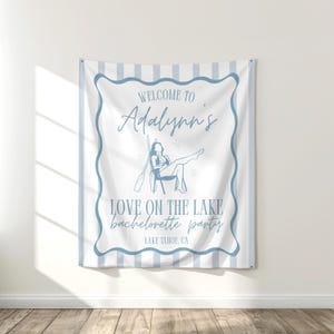 PRINTED Love on the Lake Bachelorette Party Tapestry | Lake Theme Party Decor | Custom Banner for Bachelorette | Backdrop | BP10A