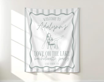 PRINTED Love on the Lake Bachelorette Party Tapestry | Lake Theme Party Decor | Custom Banner for Bachelorette | Backdrop | BP10B