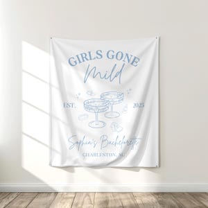 PRINTED Girls Gone Mild Bachelorette Party Sign | Blue Cozy Low-Key Spa Decor for Bach Party | Girls Weekend | Custom Printed | BP15BB