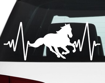 Heartbeat Horse Car Decal, Equestrian Vinyl Bumper or Window Sticker