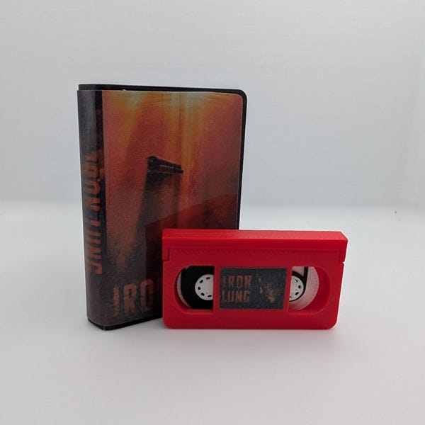 Iron Lung Miniature VHS Tape Prop | 3D Printed Indie Horror Game Decor | Red Tape Mini | Submarine Movie Desk Diorama