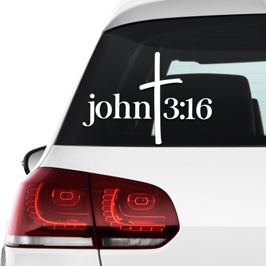 John 3:16 Car Decal, Christian Cross, Crucifix Vinyl Bumper or Window ...