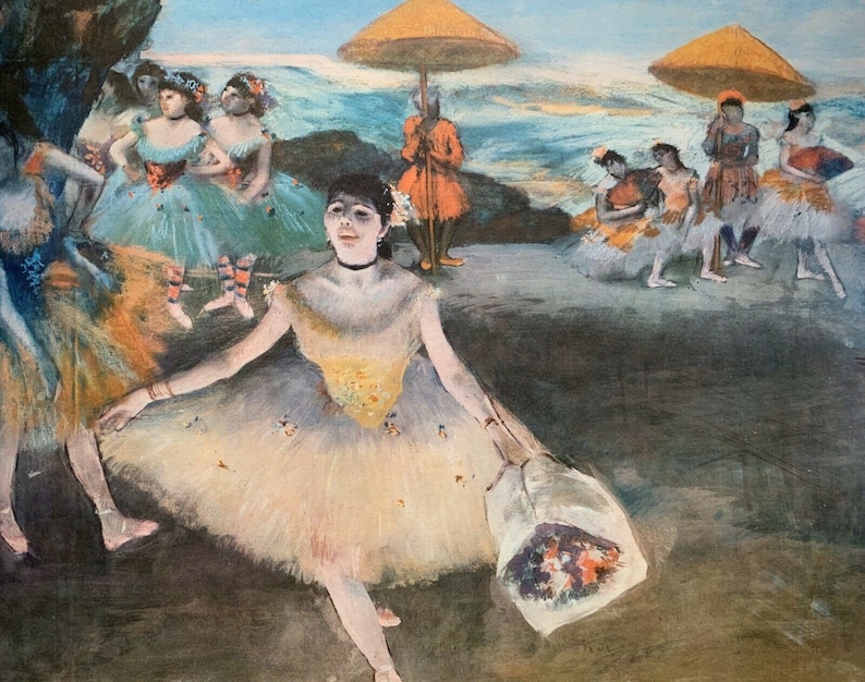 Original Edgar Degas Dancer With Bouquet Vintage 1955 Muesuem Art Print