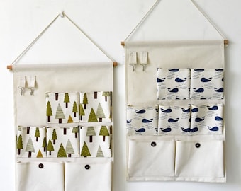 7 Pocket Hanging Organiser- canvas organiser, wall organiser