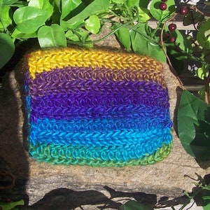 Variegated Rainbow Crochet Button Pouch Crochet Bag Coin Purse Makeup Bag Pouch Handmade Essential Oils Gift Card Holder image 7