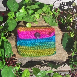 Variegated Rainbow Crochet Button Pouch Crochet Bag Coin Purse Makeup Bag Pouch Handmade Essential Oils Gift Card Holder image 6