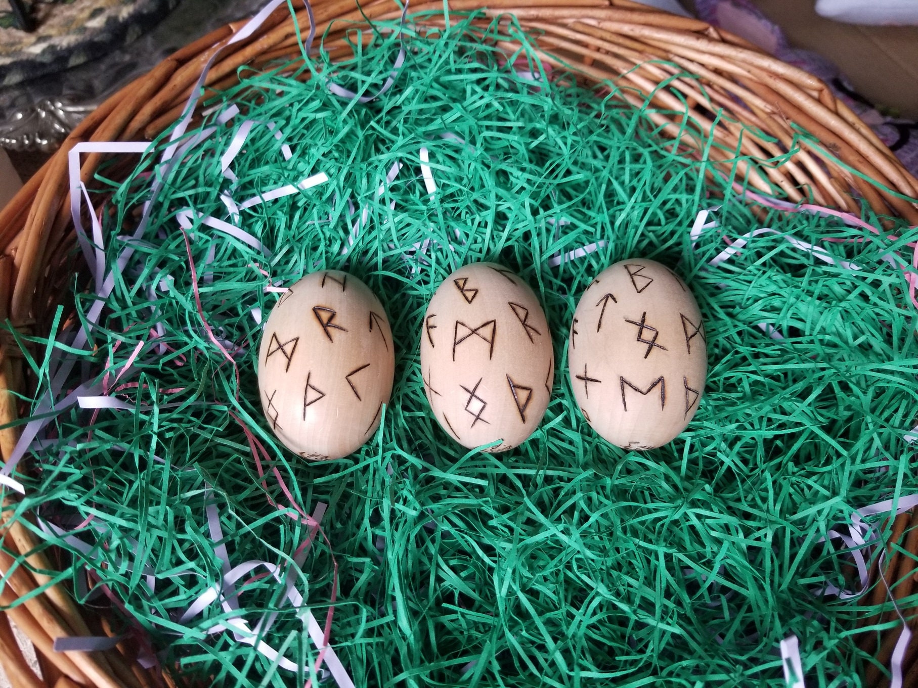 Viking Runes Ostara Easter Egg Wooden Wood | Etsy