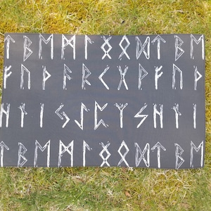Norse Runes Place Mat or Altar Cloth - Asatru Fabric - Viking Norse Heathen Pagan Ritual - Futhark Viking Home Decor