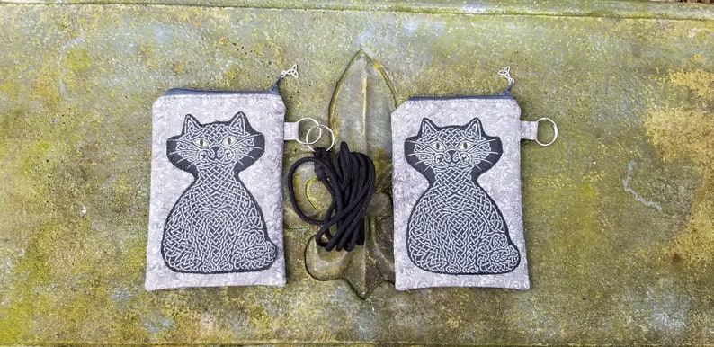 Celtic Knot Black Cat Purse Black Cat Bag Handbag Purse Phone Case Witchy Cat Crossbody Purse Halloween Witch Wicca Pagan