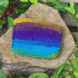 Variegated Rainbow Crochet Button Pouch Crochet Bag Coin Purse Makeup Bag Pouch Handmade Essential Oils Gift Card Holder image 2