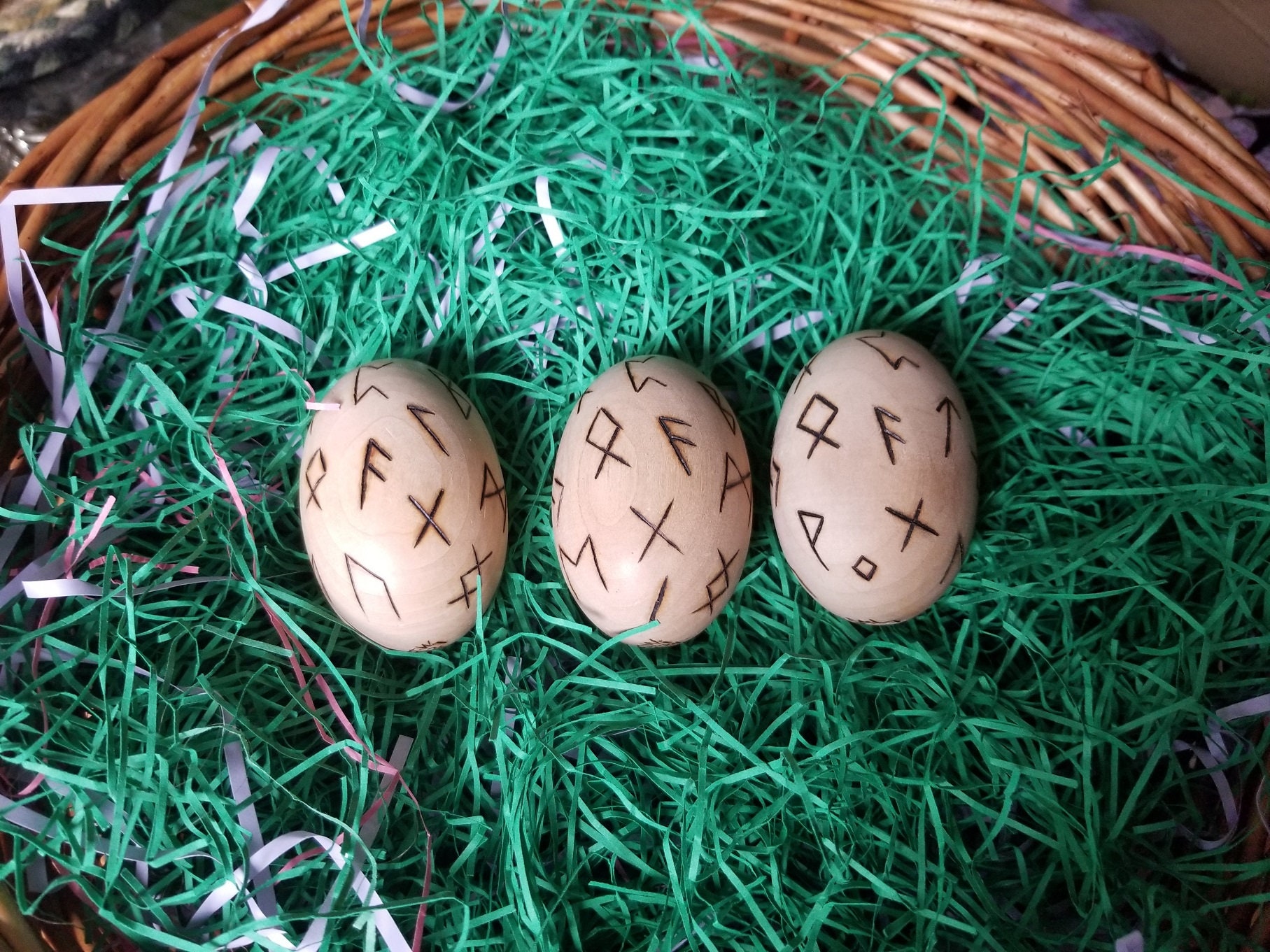 Viking Runes Ostara Easter Egg Wooden Wood | Etsy