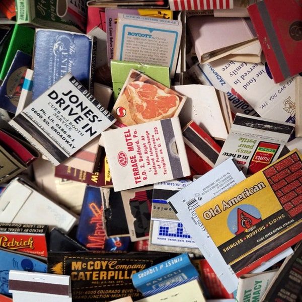 Vintage Matchbook Lot 25 Empty, Partial and Full, Struck, Unstruck, Used, Unused, Worn, Aged - Restaurants, Hotels, Attractions, Misc.