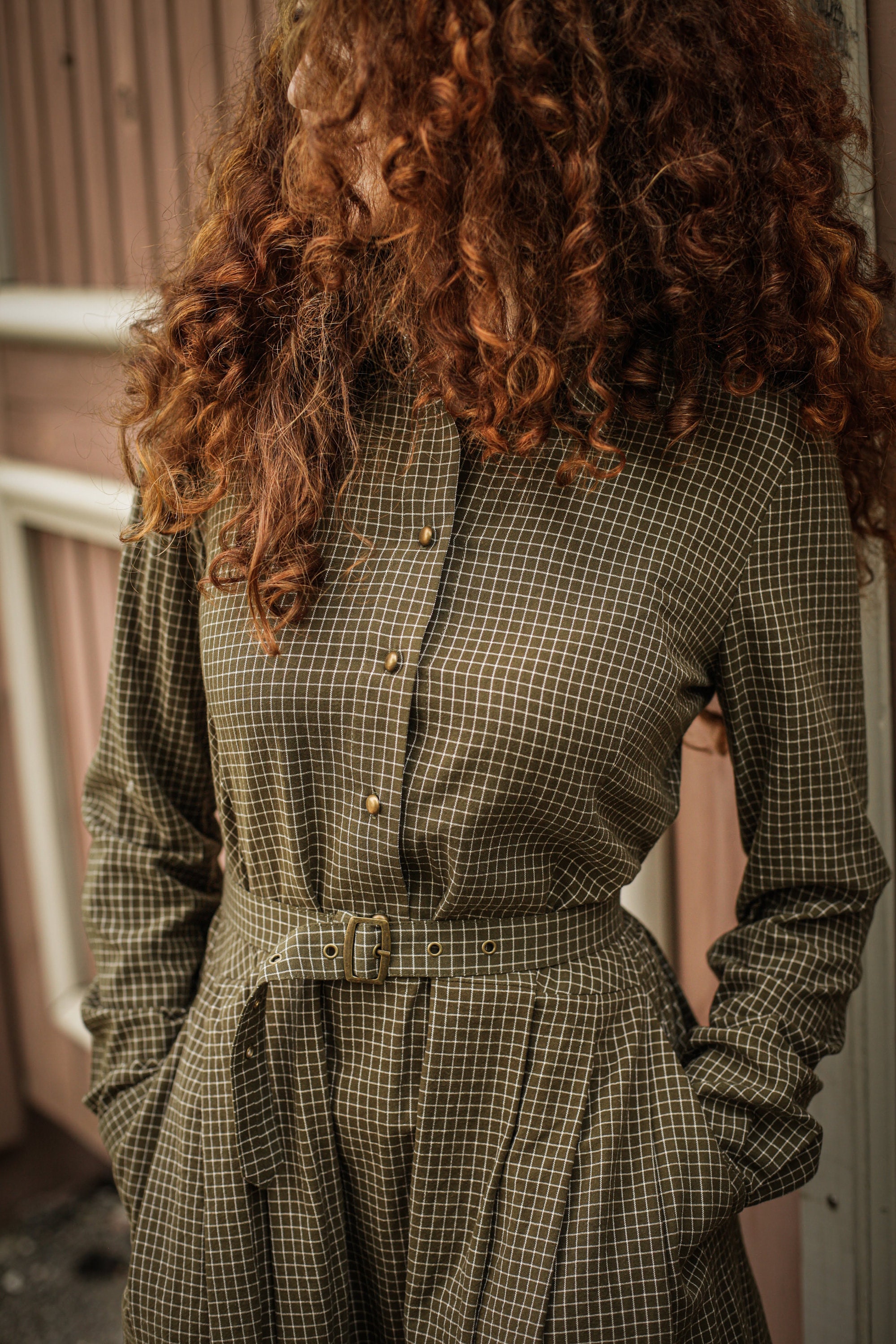 Military style dress 1940s dress Army green cotton dress Etsy