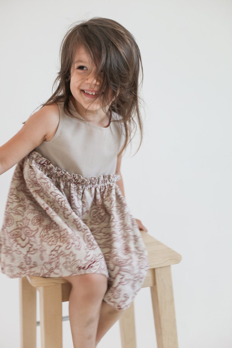 Summer linen girls dress flower girl dress floral rustic Etsy