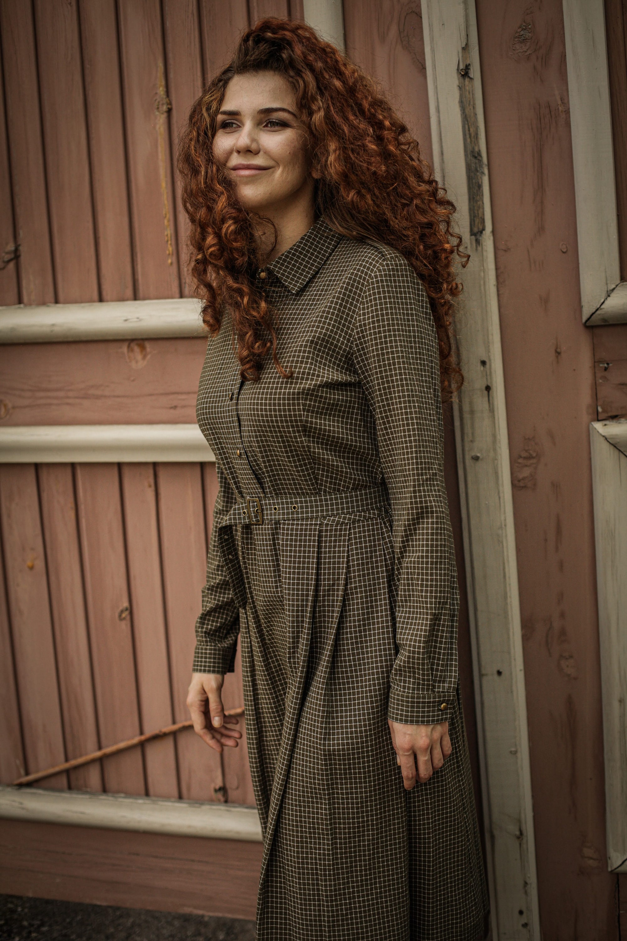 Military style dress 1940s dress Army green cotton dress Etsy