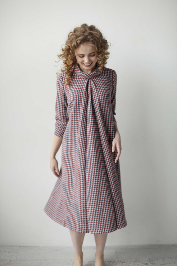 long sleeve gingham dress
