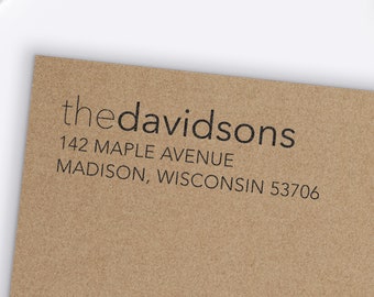 Return Address Stamp -- Modern Names // Self-Inking Stamp // Wood Handle Stamp // Contemporary Return Address Stamp // Wedding Stamp