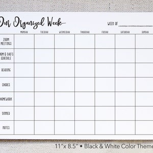 Custom Family Weekly Calendar Notepad, Family Schedule, Weekly Agenda, Weekly Family Organizer, Family Chore Chart image 1
