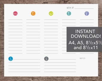 Instant Download // Printable Weekly Organizer // Daily Agenda // Family Planner // Weekly Schedule // Printable To Do List // Weekly Agenda