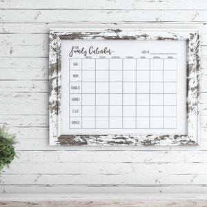 Family Weekly Calendar, Family Schedule, Weekly Planner, Weekly Family Organizer, DIY Dry Erase Board, Printable Dry Erase Board,