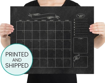 Chalkboard Calendar, Monthly Wall Calendar, Monthly Fill in Calendar, Command Center, Chalkboard Monthly Calendar, DIY Command Center