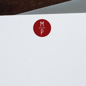 Flat Notecards -- Monogram Circle, Custom Notecards, Personalized Stationery, Men&#39;s Stationery, Monogram Stationery