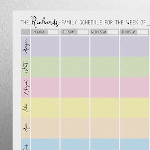 Custom Dry Erase Board -- Family Schedule // Custom Wipe Off Board // Family Calendar Wipe Off Board // Family Planner // Weekly Calendar