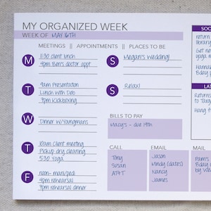 Weekly Organizer Notepad // To-Do List // Monogrammed Weekly Planner // Desk Pad // Monogrammed To-Do // Agenda Notepad // Weekly Calendar