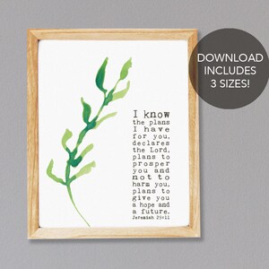 Sofortiger Download -- Jeremia 29:11 / Druckbare Bibelverskunst / Inspirierende Wandkunst
