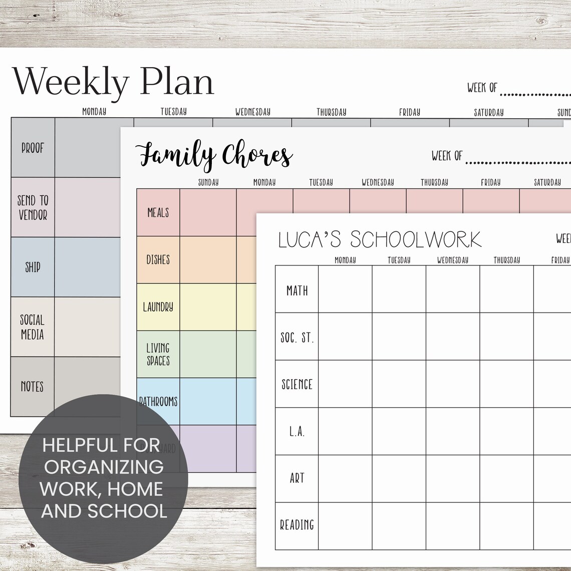 EDITABLE Weekly Calendar A4 &amp; A3 Sizes Printable Weekly | Etsy