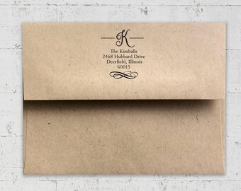 Monogram Return Address Stamp - Self-Inking or Wood Handle