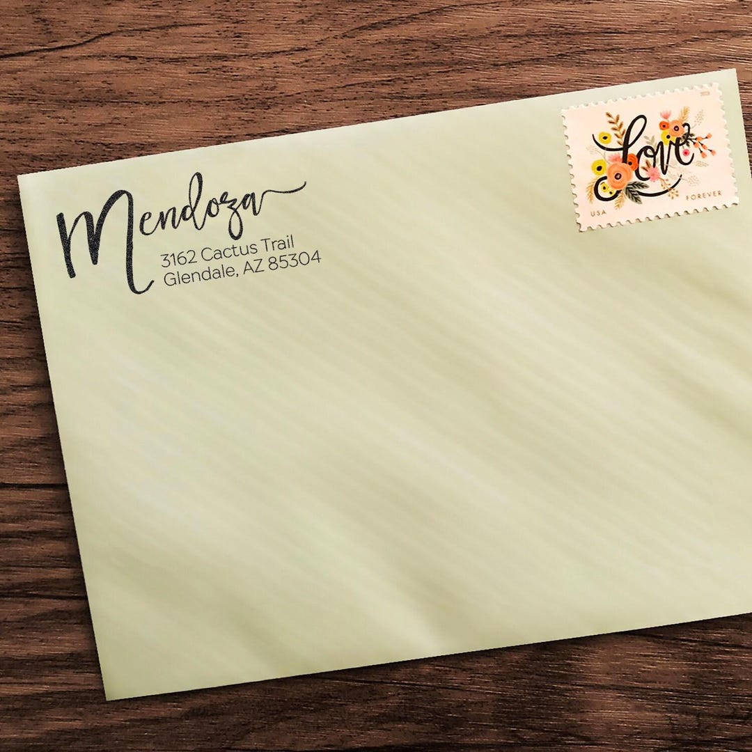Addressed Cursive Return Address Stamp: Cursive Calligraphy - Self-inking or Wood - Etsy