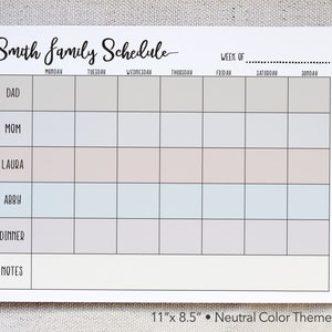 Custom Family Weekly Calendar Notepad, Family Schedule, Weekly Agenda, Weekly Family Organizer, Family Chore Chart image 6