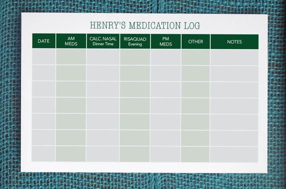 printable custom medication log weekly medication log etsy medication log