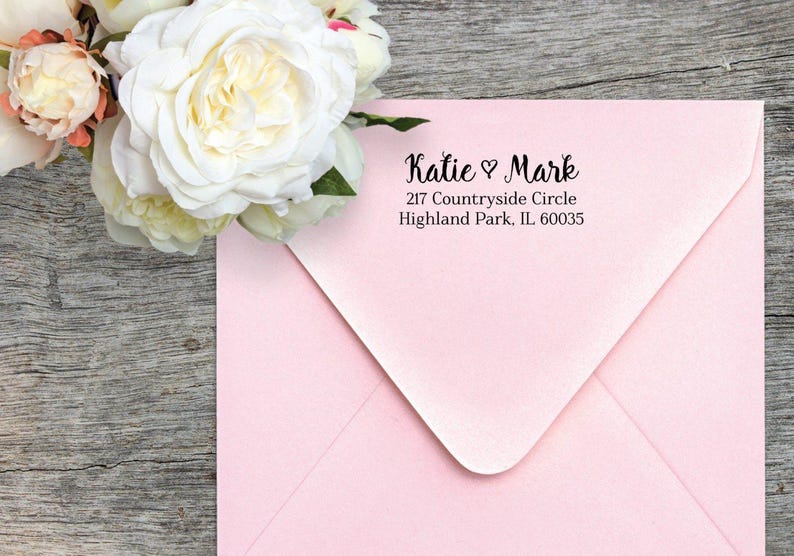 Return Address Stamp, Cursive Script (Self-Inking or Wood Handle) image 1