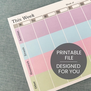 Printable Family Weekly Schedule // Printable Weekly Planner // Custom Family Planner // Family Calendar // Family Weekly Planner