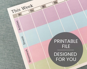 Printable Family Weekly Schedule // Printable Weekly Planner // Custom Family Planner // Family Calendar // Family Weekly Planner