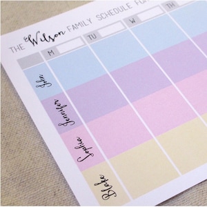 Custom Family Weekly Schedule Notepad // Organizational Pad // Custom Family Schedule // Family Calendar // Family Weekly Planner