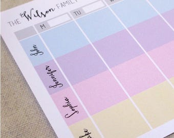 Custom Family Weekly Schedule Notepad // Organizational Pad // Custom Family Schedule // Family Calendar // Family Weekly Planner
