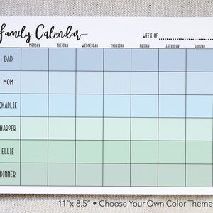 Custom Family Weekly Calendar Notepad, Family Schedule, Weekly Agenda, Weekly Family Organizer, Family Chore Chart image 7