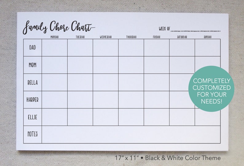 Custom Family Weekly Calendar Notepad, Family Schedule, Weekly Agenda, Weekly Family Organizer, Family Chore Chart image 8