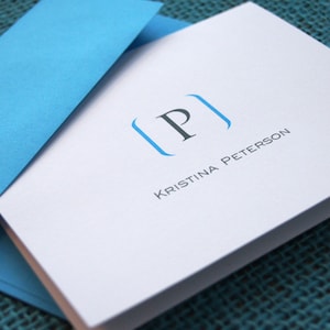Folded Notecards -- Bracket Monogram, Custom Notecards, Personalized Stationery, Monogram Stationery, Custom Stationery