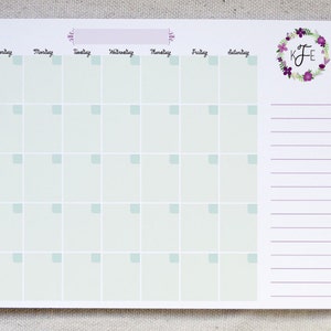 Monthly Calendar Notepad // Monogrammed Monthly Calendar // Fill-In Calendar Pad // Monogrammed To-Do List // Agenda // Blank Calendar