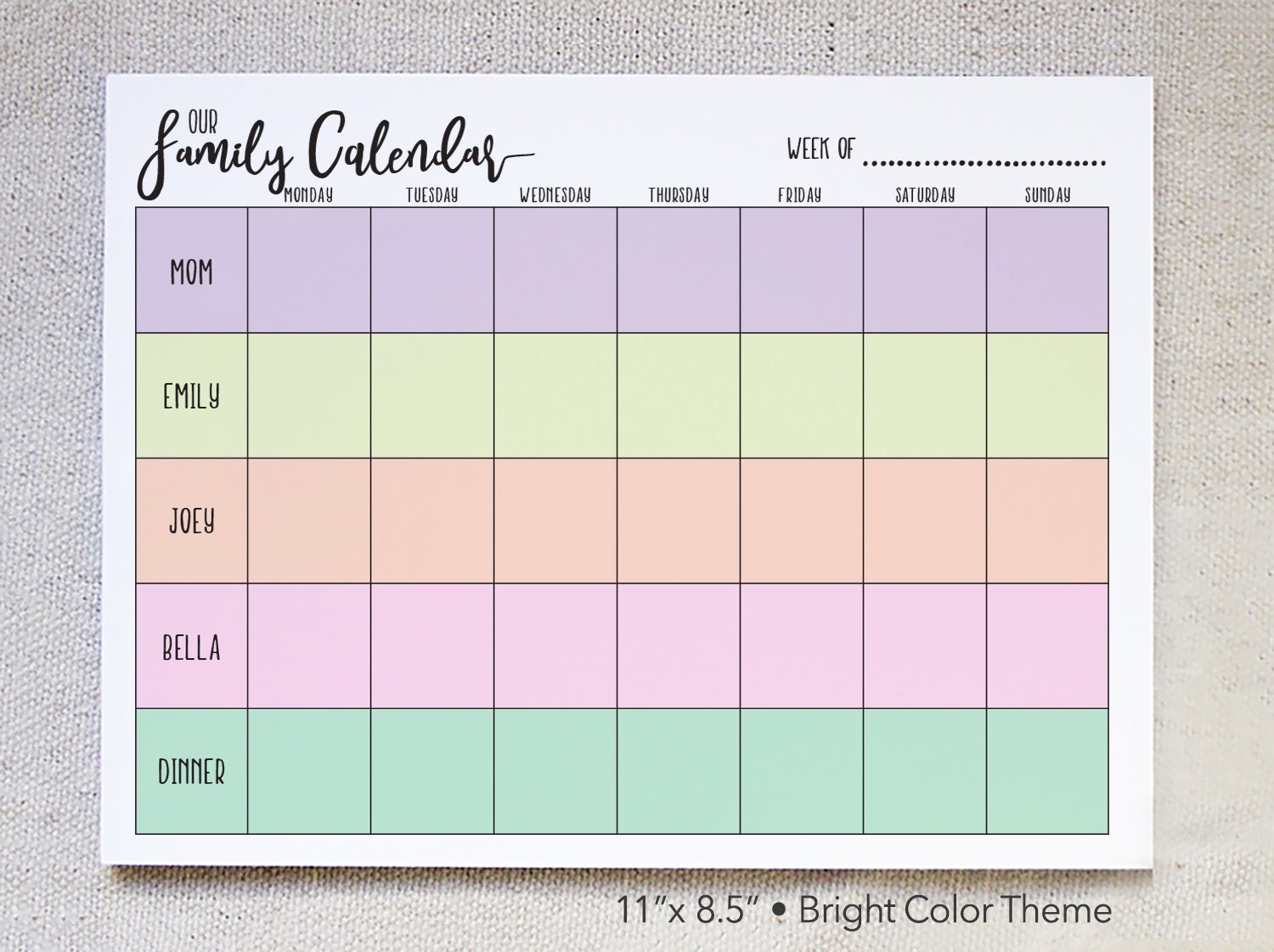 Family Calendar Template Free