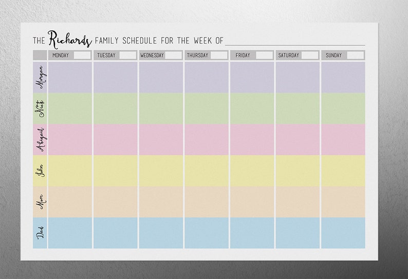 Custom Dry Erase Board Family Schedule // Custom Wipe off Etsy